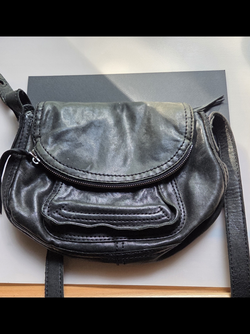Vintage Lucky Brand Modesto Stash Black Leather Crossbody Bag